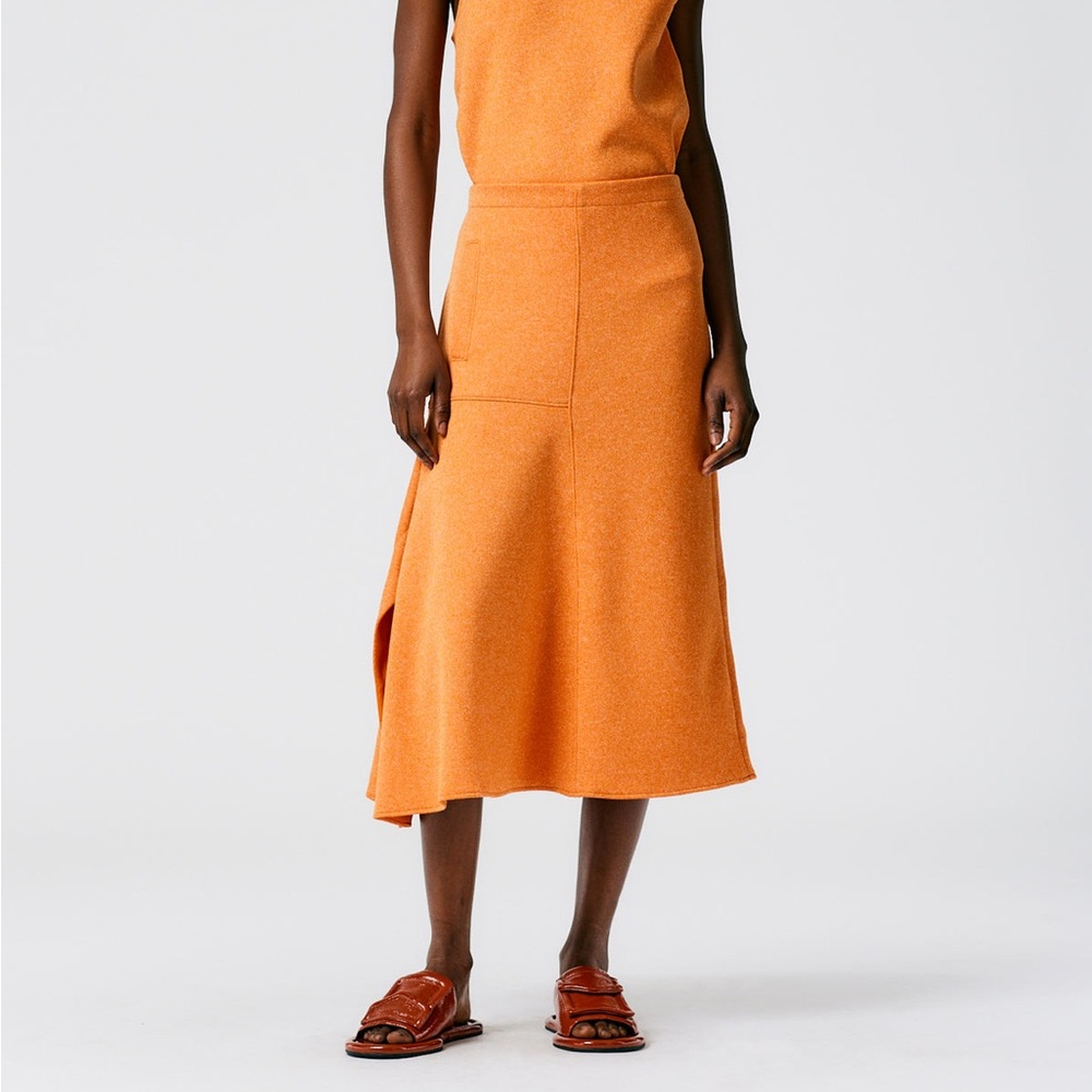 TIBI Speckled Knit Asymmetrical Flare Skirt